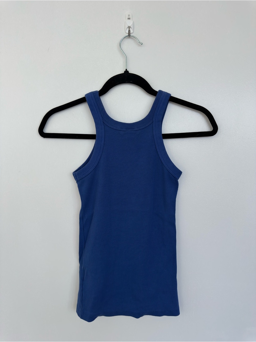 Blue Ribbed Racerback Tank Top - Picture 4 of 5